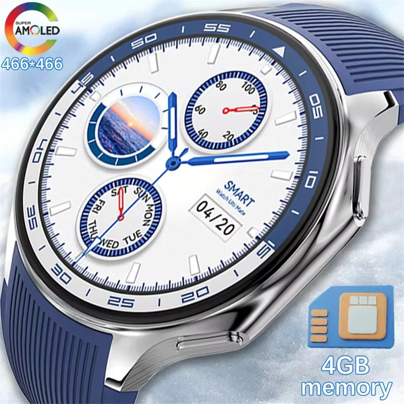 

For HUAWEI Smart Watch Men 466*466 AMOLED HD Screen 4GB Memory 3D Surround Vision Watches BT Call Waterproof Smartwatch 2024 New