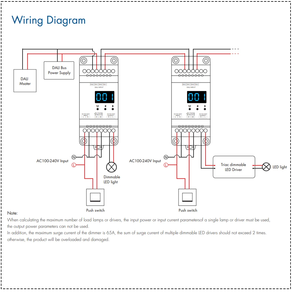 CENFAYA Triac DALI Dimmer DIN Rail Mounting Push Switch Dimming AC phase-cut DALI DT4 Dimmer DT-D With Numeric Display Function