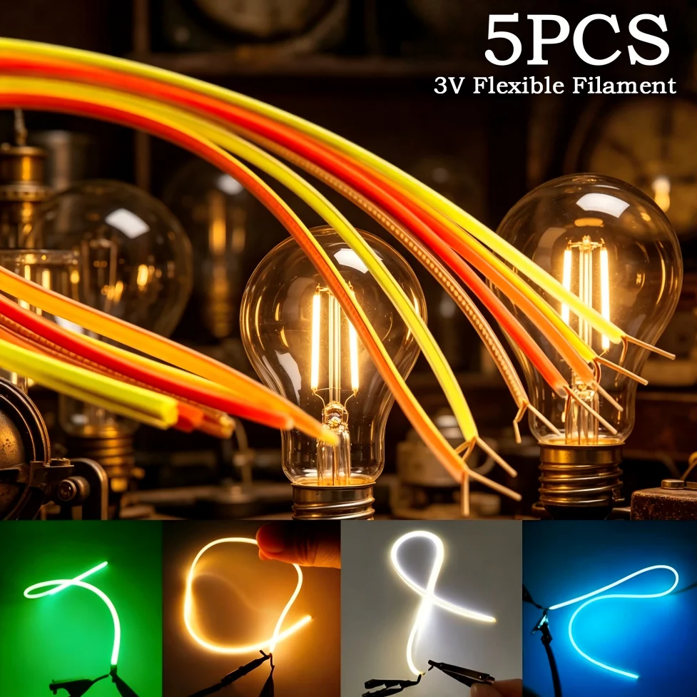 5Pcs/Pack DC3V LED Same End Filament Flexible Diode Parts for Spiral Bulb Retro Edison Bulb Ultra Slim DIY Lighting Strip Decor