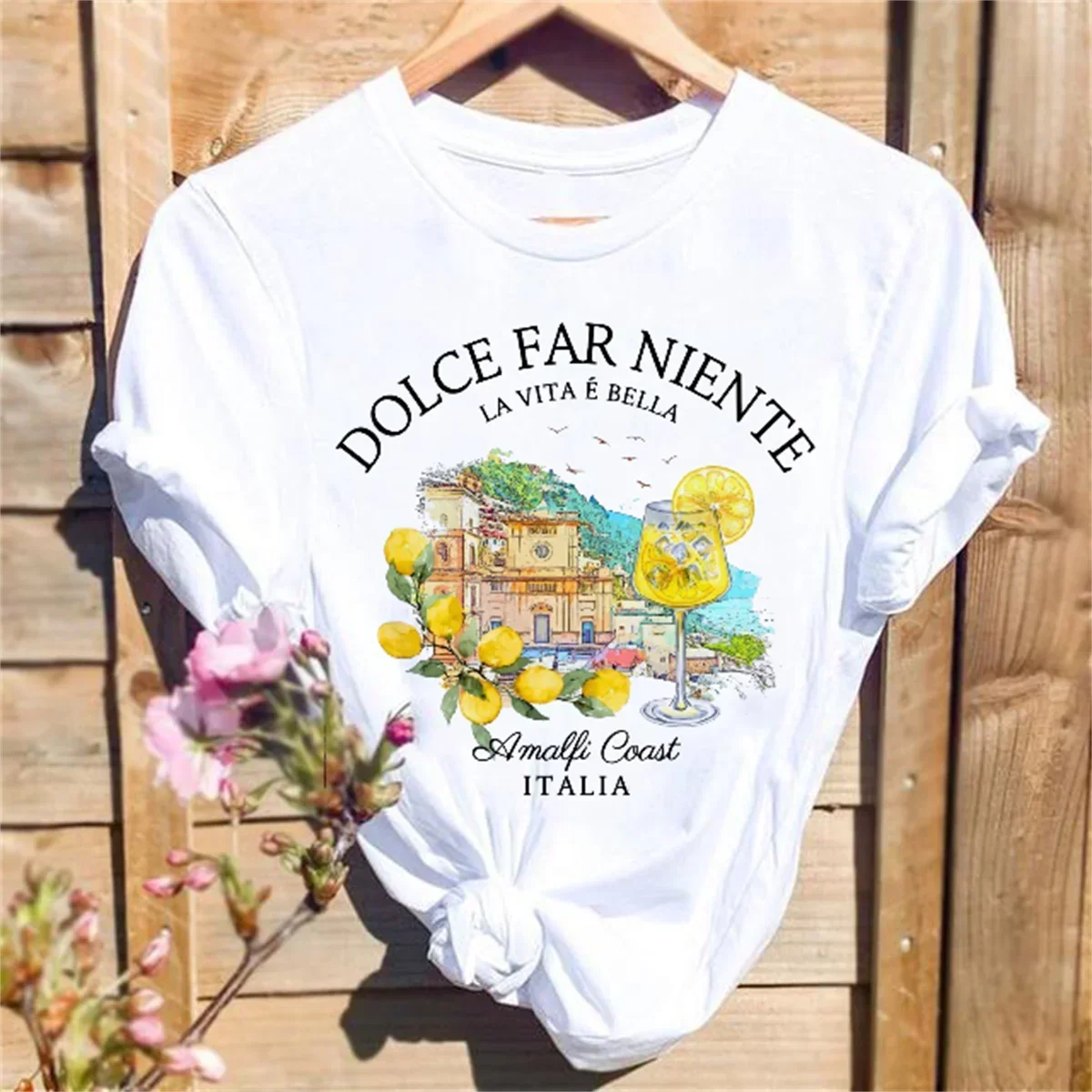

Women's Clothing Trend 90s Casual Style Printed Short Sleeved Pattern Fashion Watercolor Round Neck Women's T-Shirt