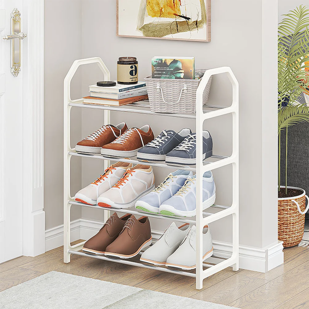 Metal Shoe Rack Simple Shoe Shelf Footwear Organizer Stand Holder Space-saving 4-layer Shoe Rack Shoe Shelf For Living Room