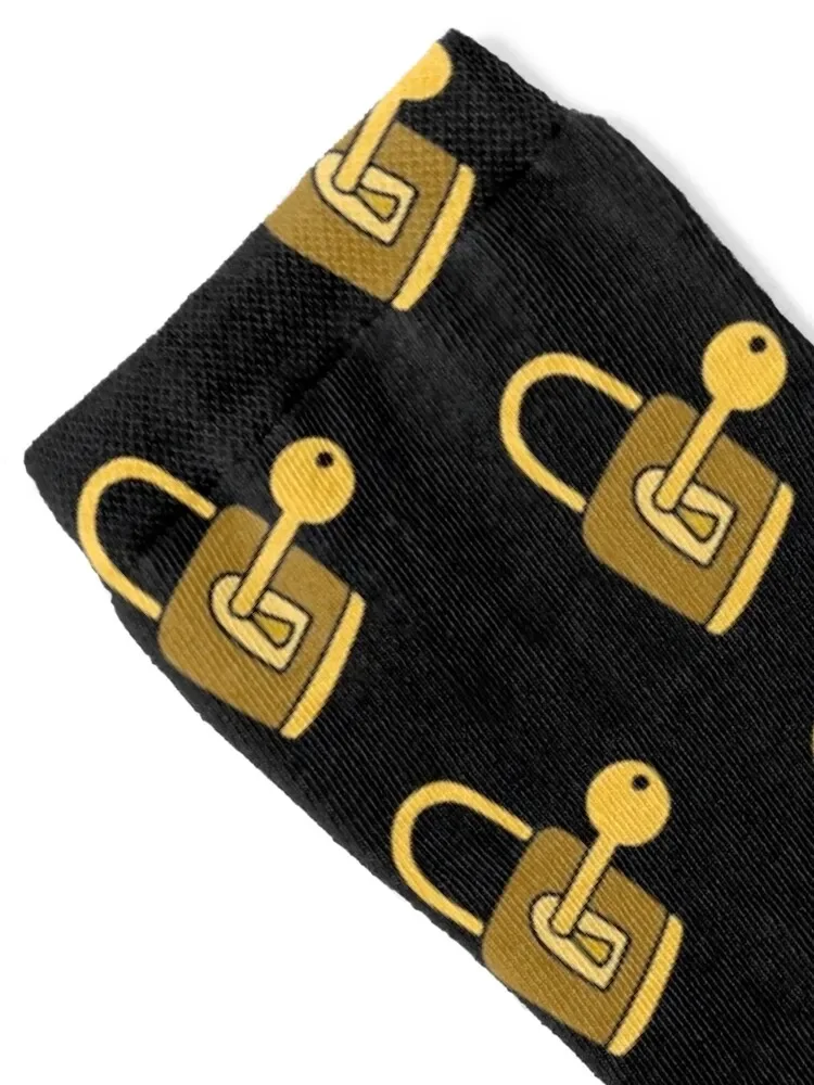 Golden Lock and Key Socks funny gift anime hip hop floor Boy Socks Women's