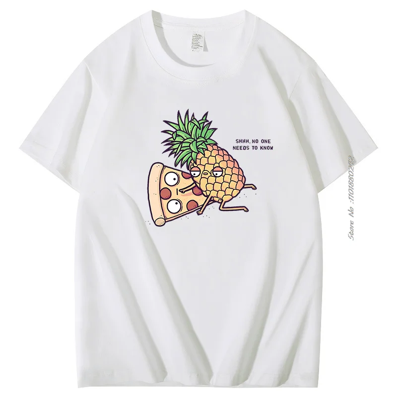 Funny Graphic T Shirts Pineapple Pizza Fruit Print T Shirt Harajuku Aesthetic Tops Casual Fashion Streetwear Cotton Mens Clothes