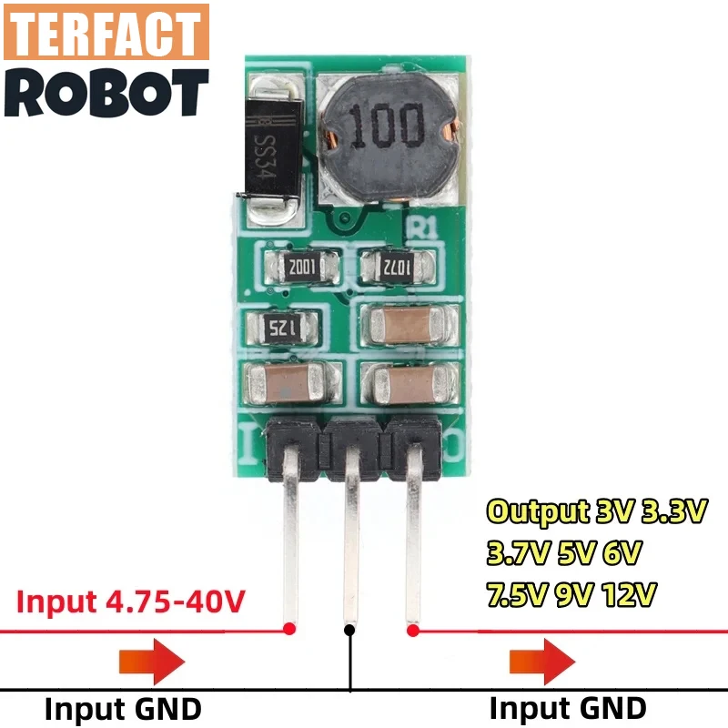 TERFACT  DD4012SA 1A DC 5-40V to 3V 3.3V 3.7V 5V 6V 7.5V 9V 12V Regulator DC-DC Step-Down Buck Converter Module Board