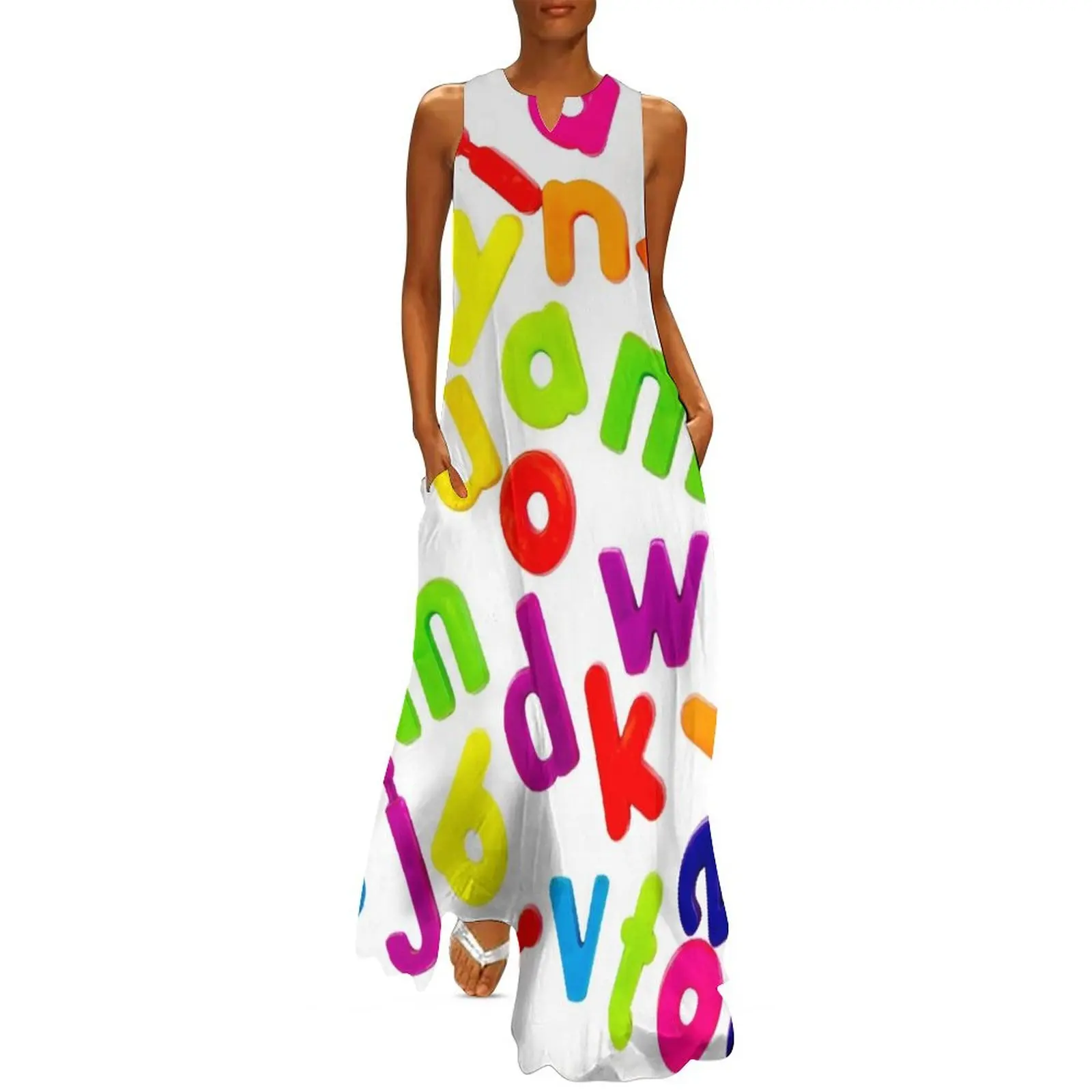 

Jumbled up Multi Coloured Letters Long Dress dresses for prom dress for women summer Dress