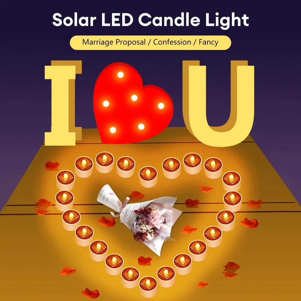 Solar Tea Light Led Candles Flameless Outdoor Waterproof Solar Tea Lights Rechargeable Candles for Christmas Halloween