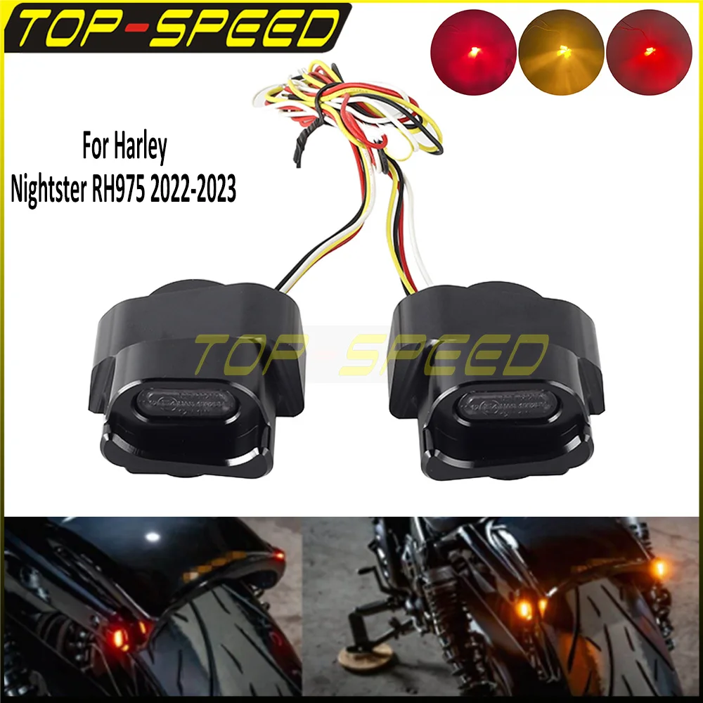 

3 in 1 CNC B;ack Fender Strut LED Turn Signal Lights Tail Brake Blinker Flasher For Harley Davidson Nightster RH975 2022-2023