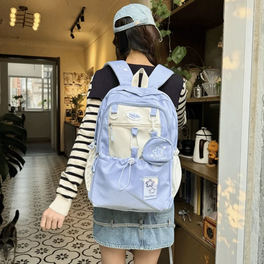 

Симпатичный женский рюкзак с монетницей, нейлоновая сумка на плечо с мультяшным рисунком, вместительная школьная сумка в корейском стиле для девочек