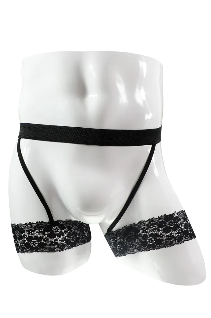Men's Erotic Underwear No Crotch Lace Garter Belt Showing Butt Buttocks Thongs Jockstrap Hombre Sissy Porn Holllow Out Lingerie