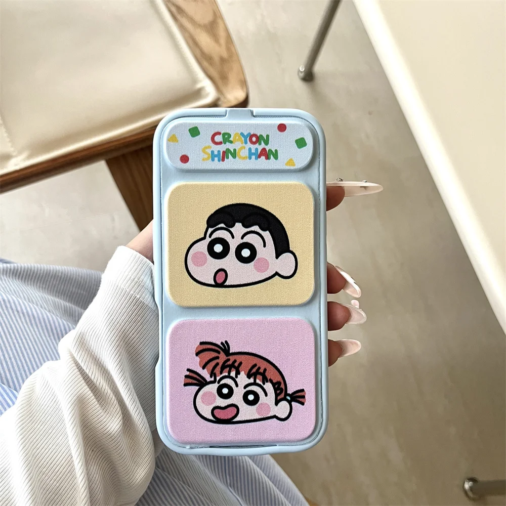 

Funny Cartoon Magnetic Fold Stand Phone Case for iPhone 16Pro 13 14 15 Pro 17 Max Cover Cute Girl Holder Fundas Protection Cases