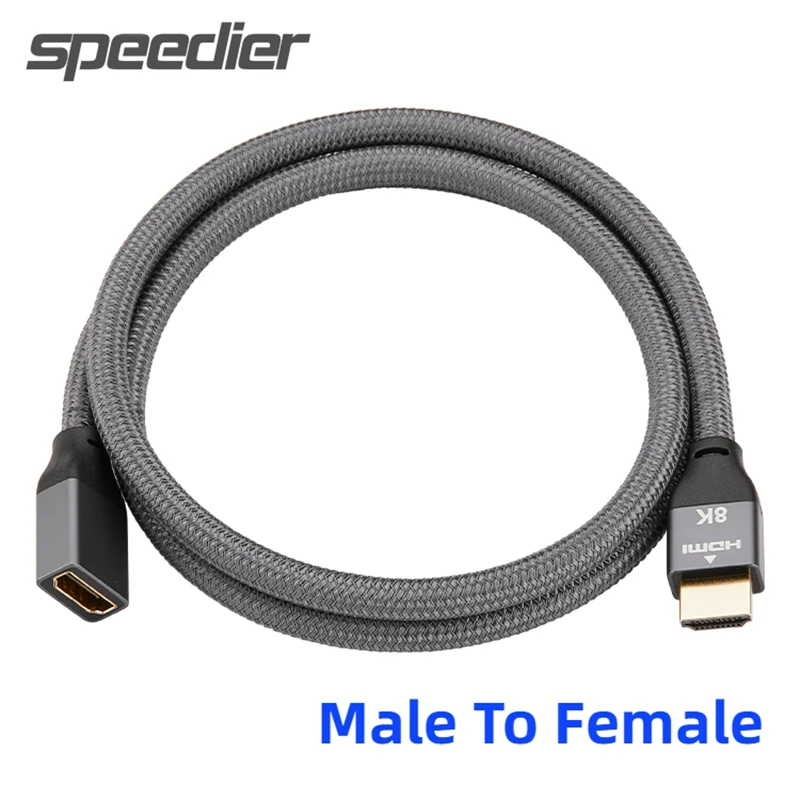 8K@60Hz 4K@120Hz High Speed HDMI2.1 Male To Female Extension Cable 0.5M 1M 2M 3M 8K HDMI-V2.1 Extender For HD TV HDMI-Devices