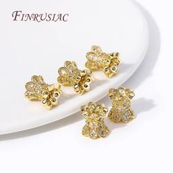 18K Gold Plated Inlaid Zircon Metal Spacer Beads, Double Side Bead Caps Bead For DIY Beading Jewelry Accessories Findings