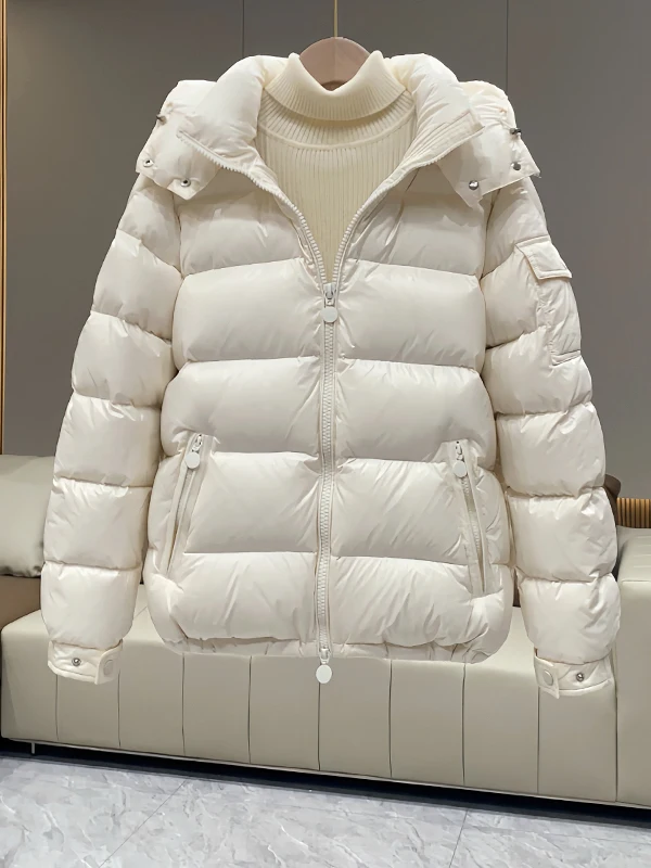 الشتاء ort مقنعين أسفل Jaet 2025 جديد Sle ex الأبيض Du ريشة معطف دافئ Thiened طويل Sve سستة إغلاق معطف #4