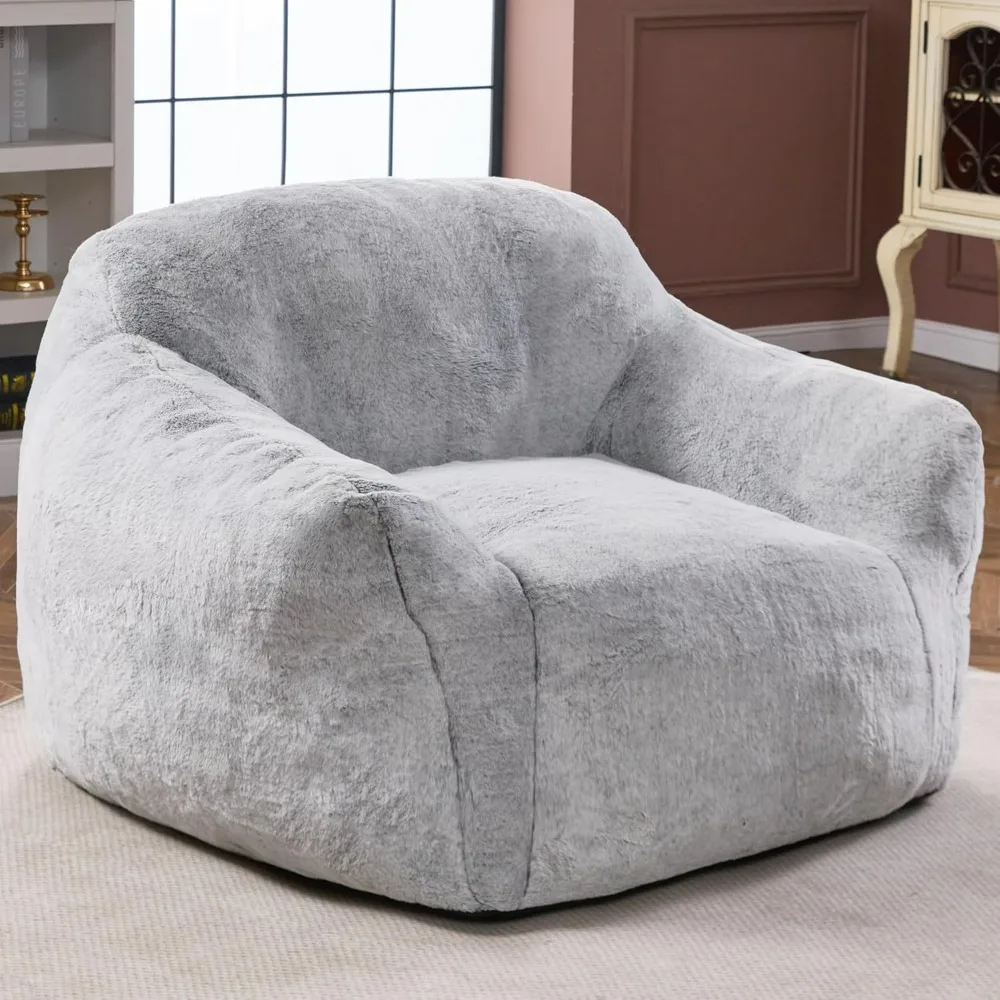 Bean Bag ,Giant, With armrests, Filled with high density foam, Plush, Comfortable, Living room, Adult (light gray),Bean Bag .