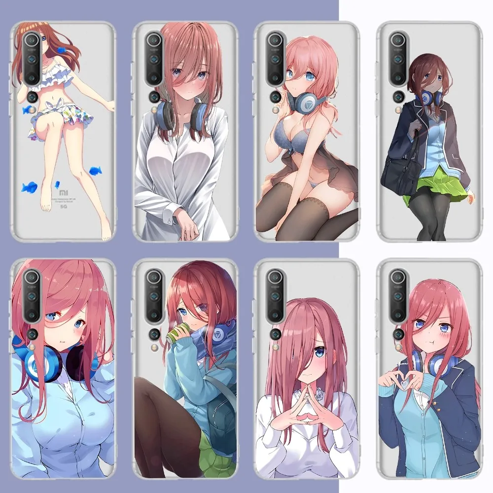 Anime Nakano miku Phone Case For Samsung S 20 21 22 23 for Redmi Note7 8 9 10 for Huawei P20 30 40 Clear Case