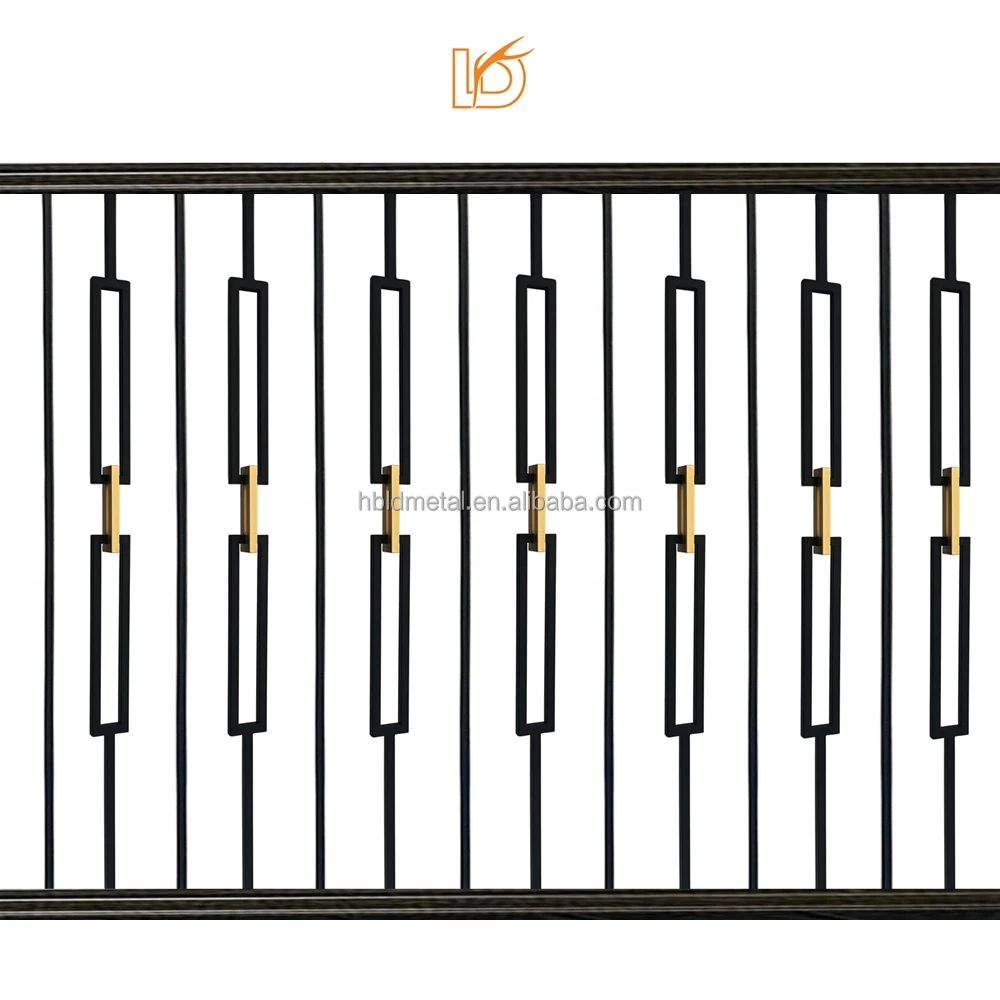 Panel Persegi Panjang Ganda Tipis untuk Interior yang Dapat Disesuaikan dengan Tangga Besi Tempa Rantai Emas dan Tiang Tangga Logam