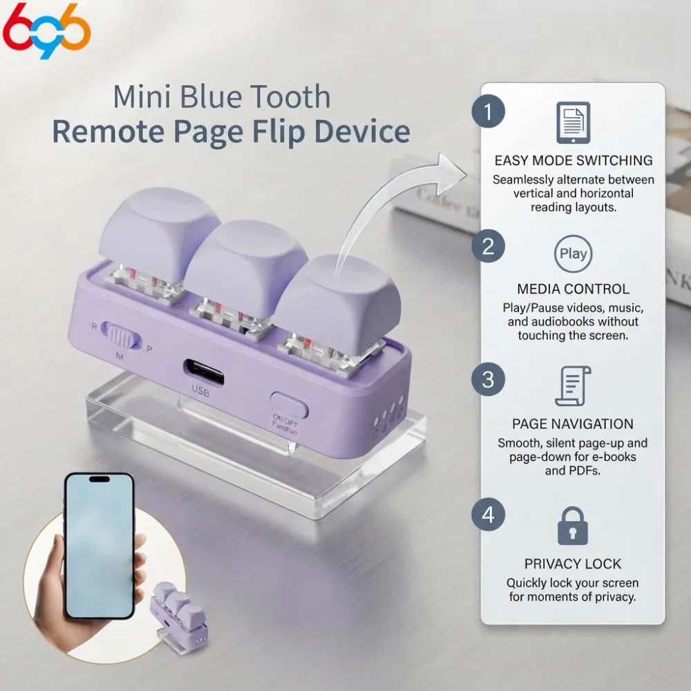 Mini BT Remote Control  Universal Page Turner for PPT  PDF  Short Video Slide  Music Switch & Camera Shutter