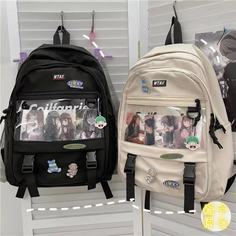 Japanese Harajuku Backpack Women Transparent Pocket Itabag Backpacks High School Bags JK Cool Teenage Girls Bags ita bag mochila