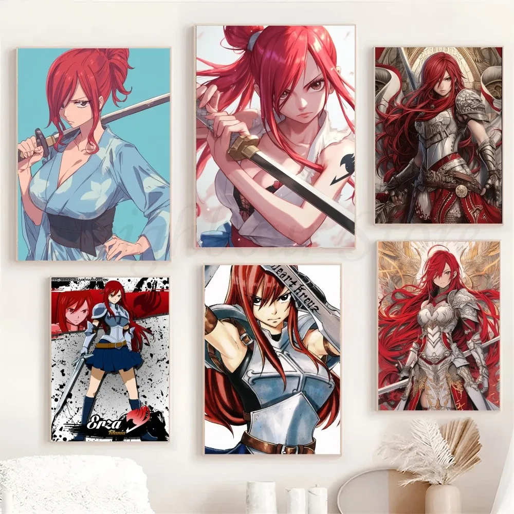 1pc Erza Scarlet Animation Fairy Tail Poster Poster Art Print Bar Living Room Furniture Decor