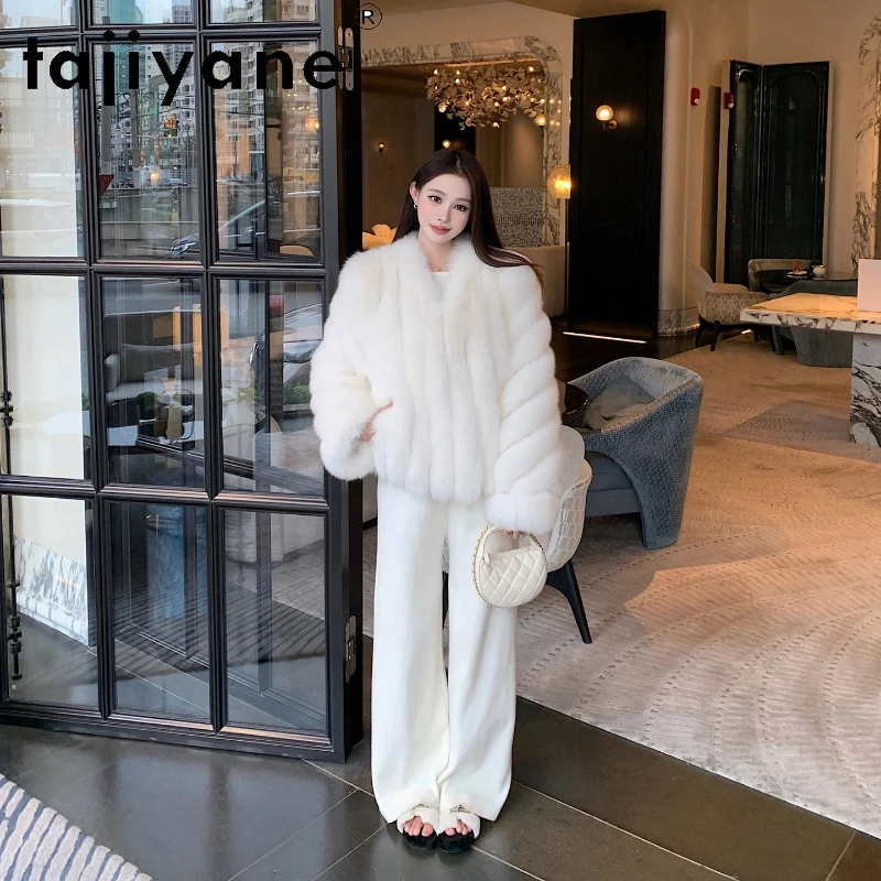 TAJIYANE 100% Natural Fox Fur Coat Women Stylish V-neck Real Fur Jackets 2025 New in Coats Winter Woman Clothing шуба женская