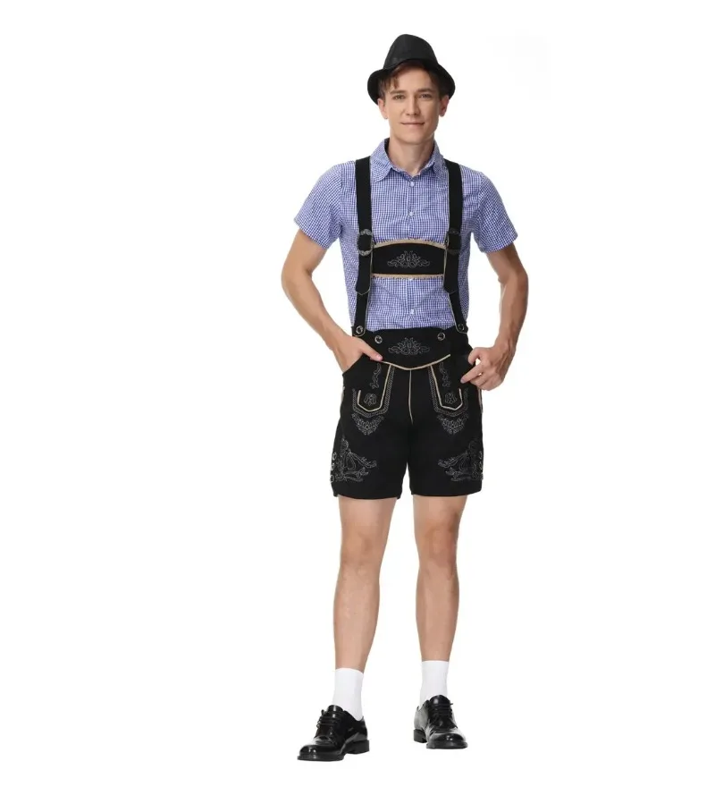 

Traditional Oktoberfest Costume Halloween Male Lederhosen Bavarian Octoberfest Shirt Hat Beer Festival Cosplay Costumes