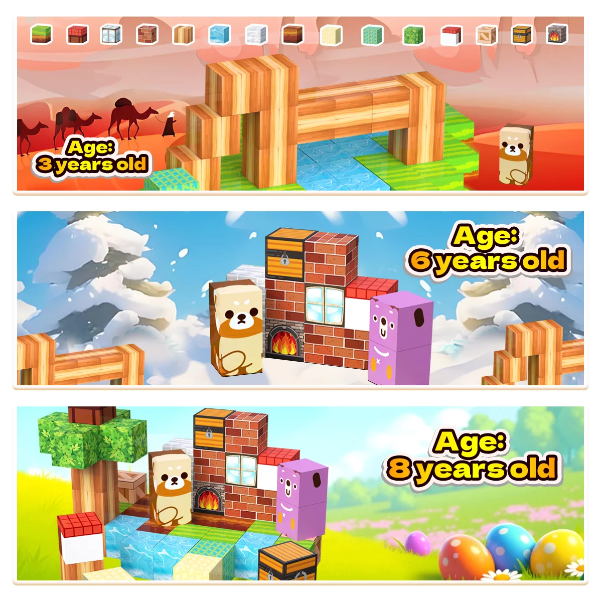 Blocs magnétiques, jouets empilables de construction, blocs magnétiques du monde naturel de prairie, choix idéal pour les jeux en plein air et l'école