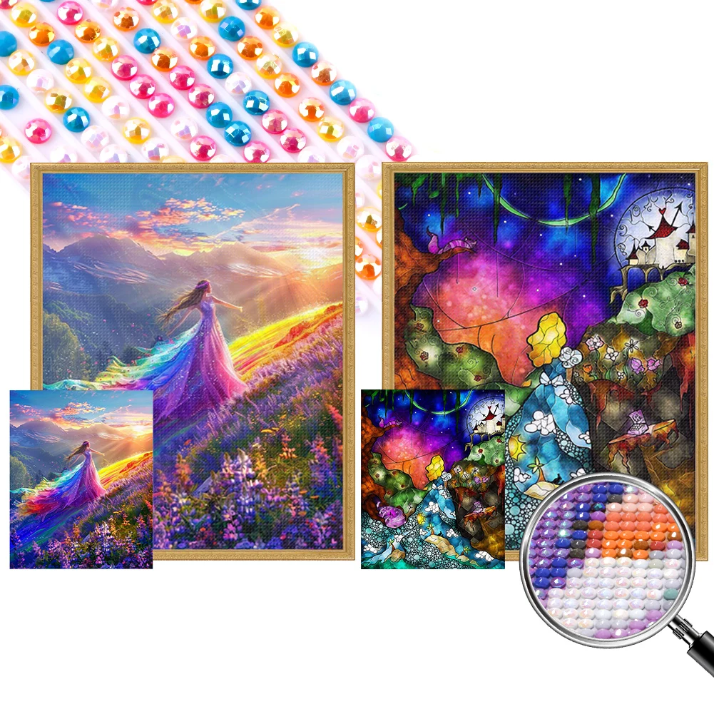 

5D DIY Full Round Drill Partial AB Diamond Painting Girl Kit Art Decor 45x55cm Diamond Painting for Decoration/New Year Gift