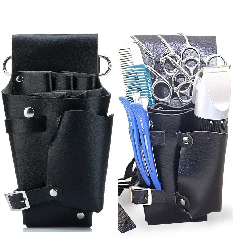 Salon Stylist Hairdressing Tool Belt Bag, Professional Hairdressing Tool Bag, Barber Scissors Comb Holster Belt PU Leather Bag