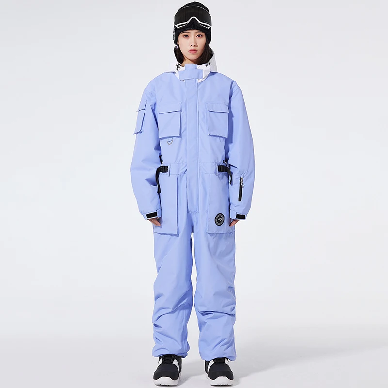 Winter Outdoor Sport Mountain Man Skiing Jumpusuit Waterproof Hooded Women One Piece Snow Suit Hiking Male Snowboard Overalls
