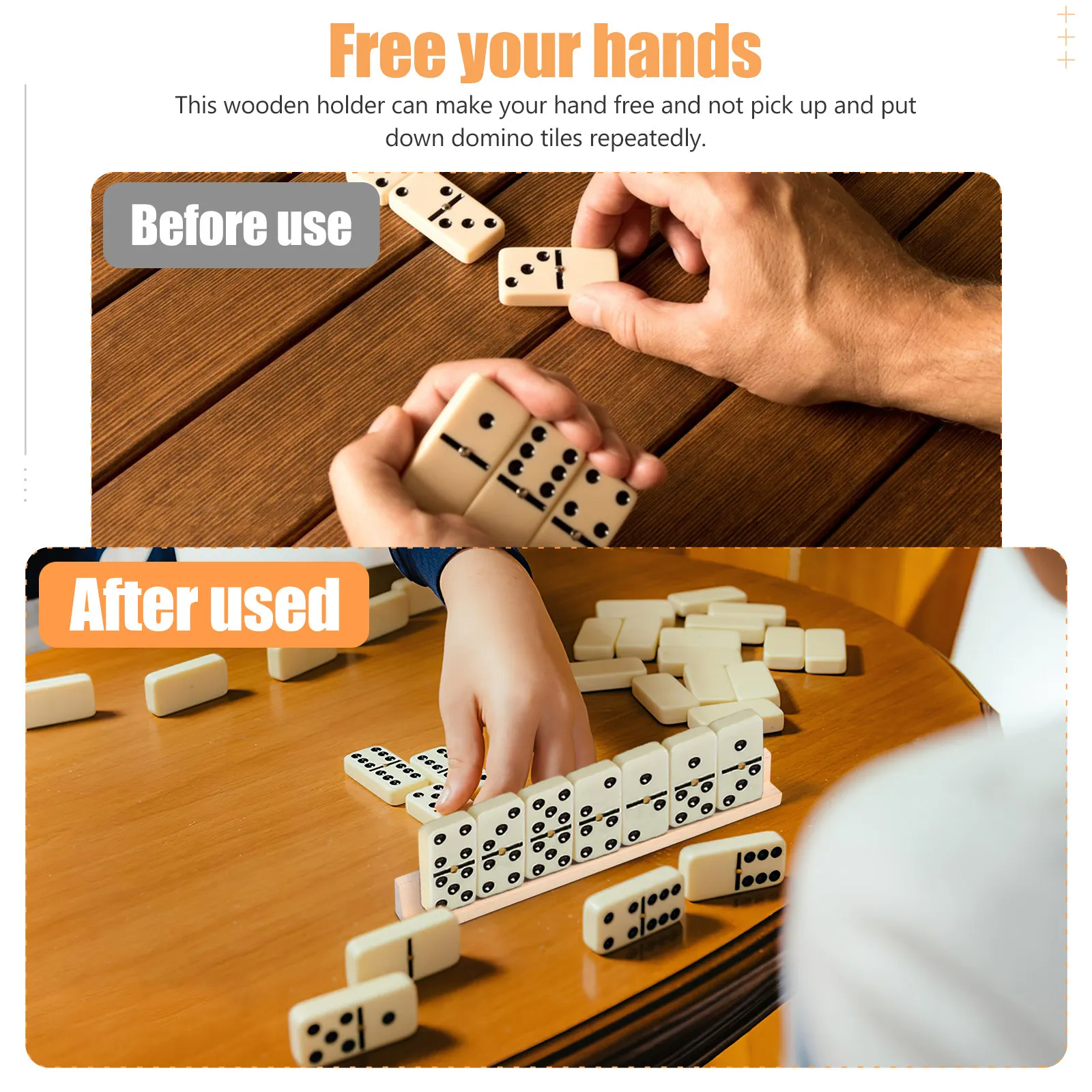 8 stuks houten domino's trays desktop rekken multifunctionele diy gaming-kaarten basis voor alfabet ambachtelijke displayhouder tegels organisator