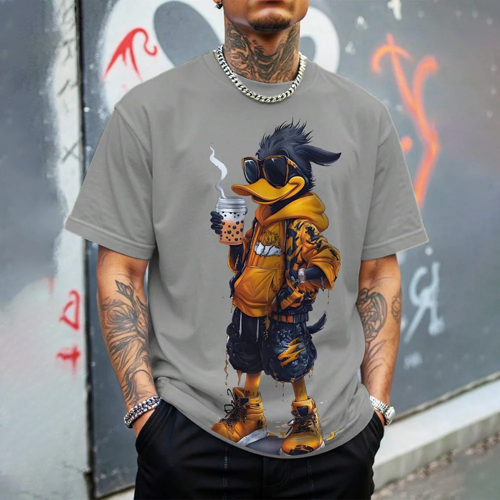 

Fashion Summer T-Shirts For Men Cartoon Duck Printed Short Sleeve T-Shirt Breathable Loose Pullover Outdoor Men Casual Clothing