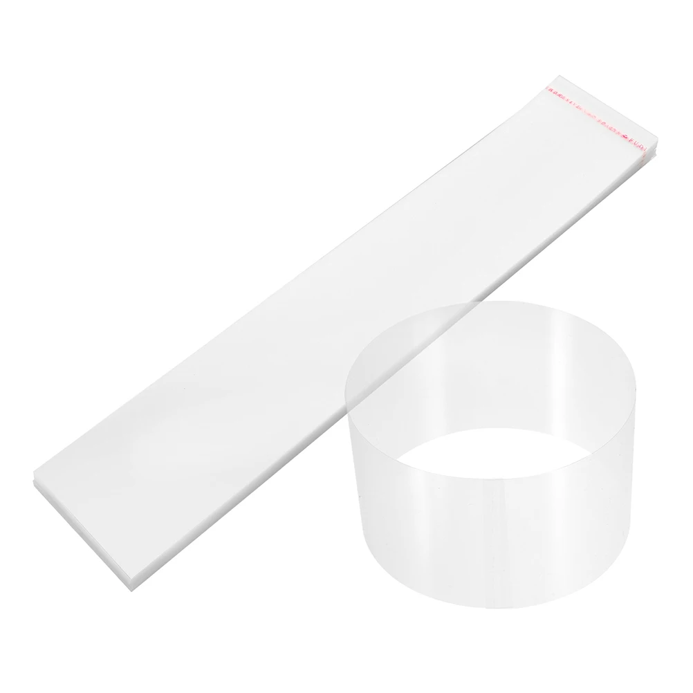 

100 Sheets Cake Border Strips Self Adhesive Transparent Collars Thickened Plastic Reusable Decorative Edges for Baking 6 Inch