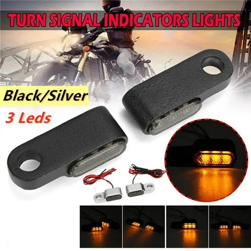 Plain 12PCS 12V Motorcycle Indicators LED Turn Signal Light Handlebar Amber Signal Lamp Blinker,Brake Clutch Lever Mount,Black