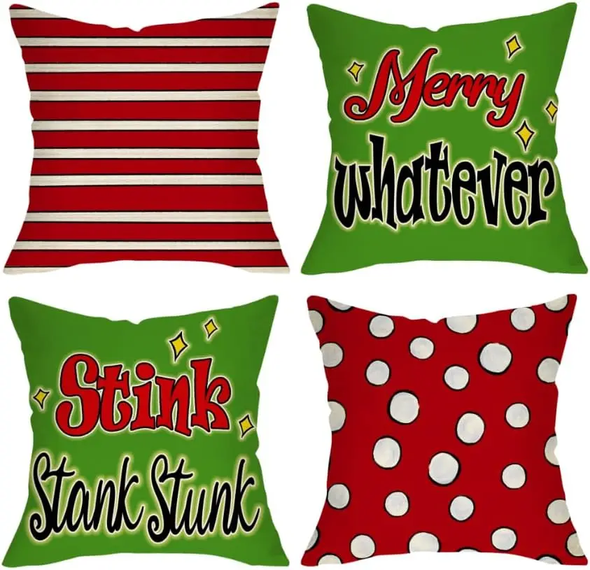 4PCS Throw Pillow Cover Set Cushion Covers for Home Decor Accent Novelty Polyester Stripe Polka Dot Sofa Seating Gifts