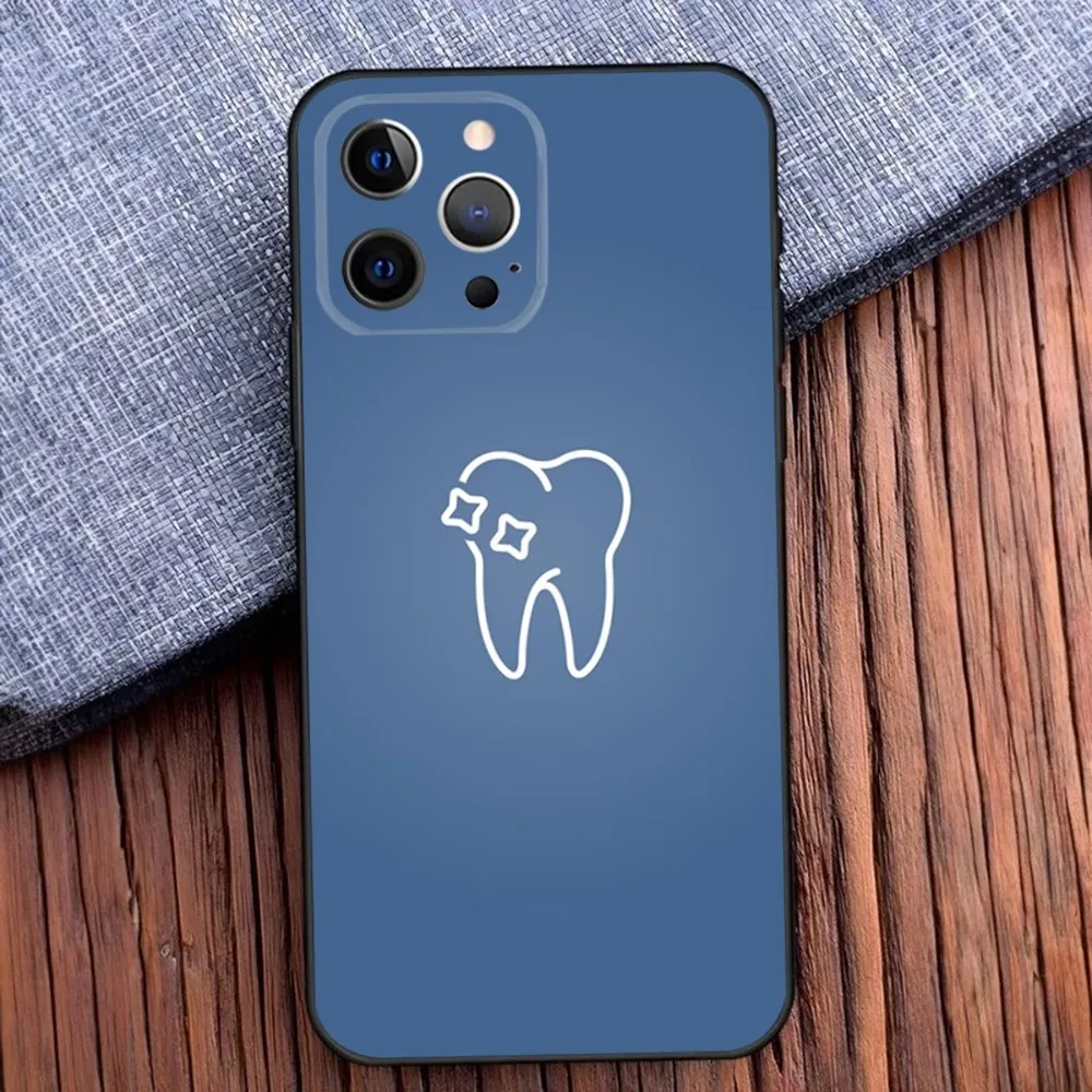 Dentist Dental Teeth Art Phone Case For iPhone 16,15,14,13,12,11,Pro,X,XS,Max,XR,Plus,Mini Black Soft Silicone Case