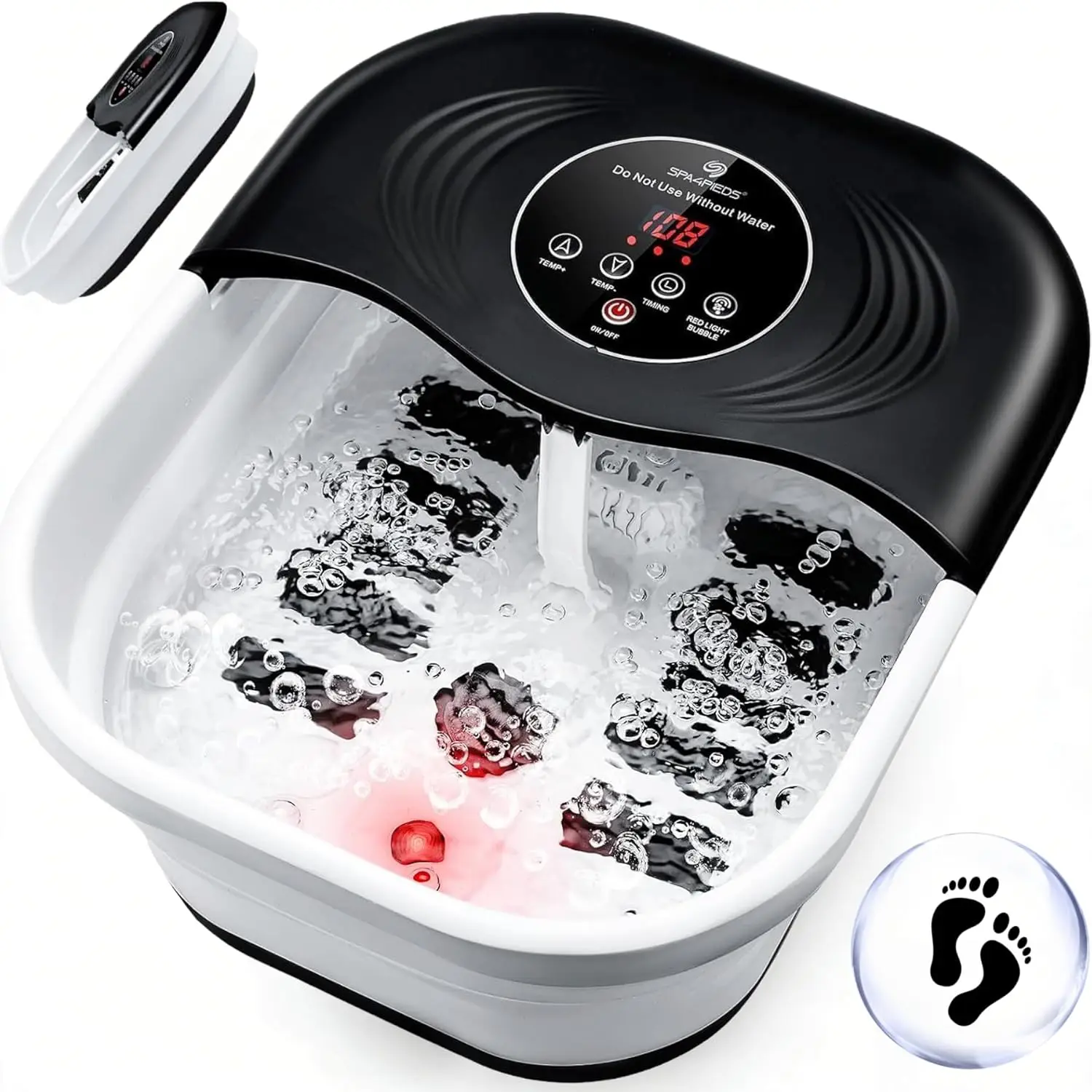 

Collapsible Foot Spa with Heat, Bubbles, Red Light & Massage Rollers for Relaxation and Pain Relief
