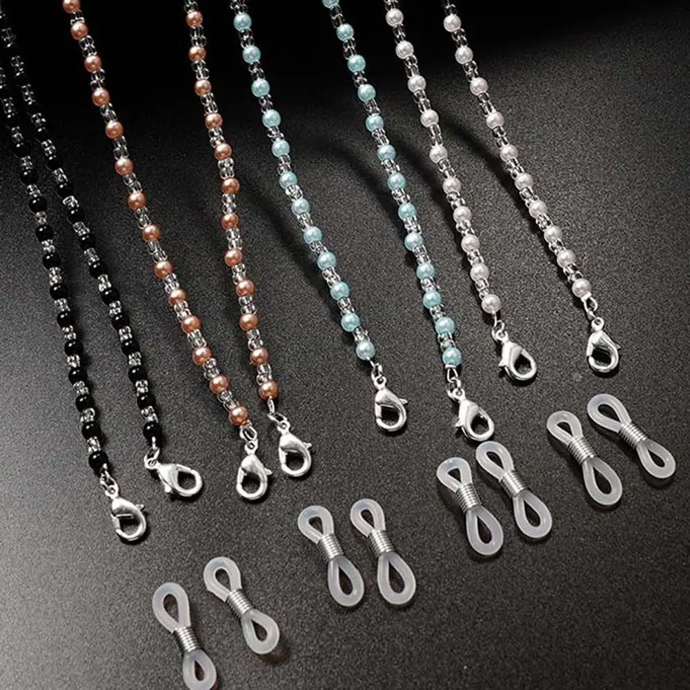 Women Pearl Beaded Neck Strap String Eeyglasses Rope Mask Lanyard Glasses Chains Spectacle Cord Beads Glasses Chain Mask Chains