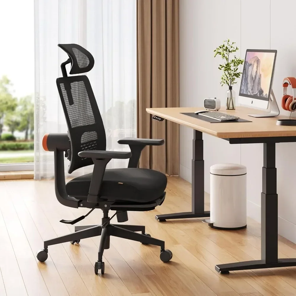 

Home Office Desk Chair with Auto-Following Lumbar Support, 4D Armrest, Seat Depth & Height Adjustable, 96°-136° Reclines