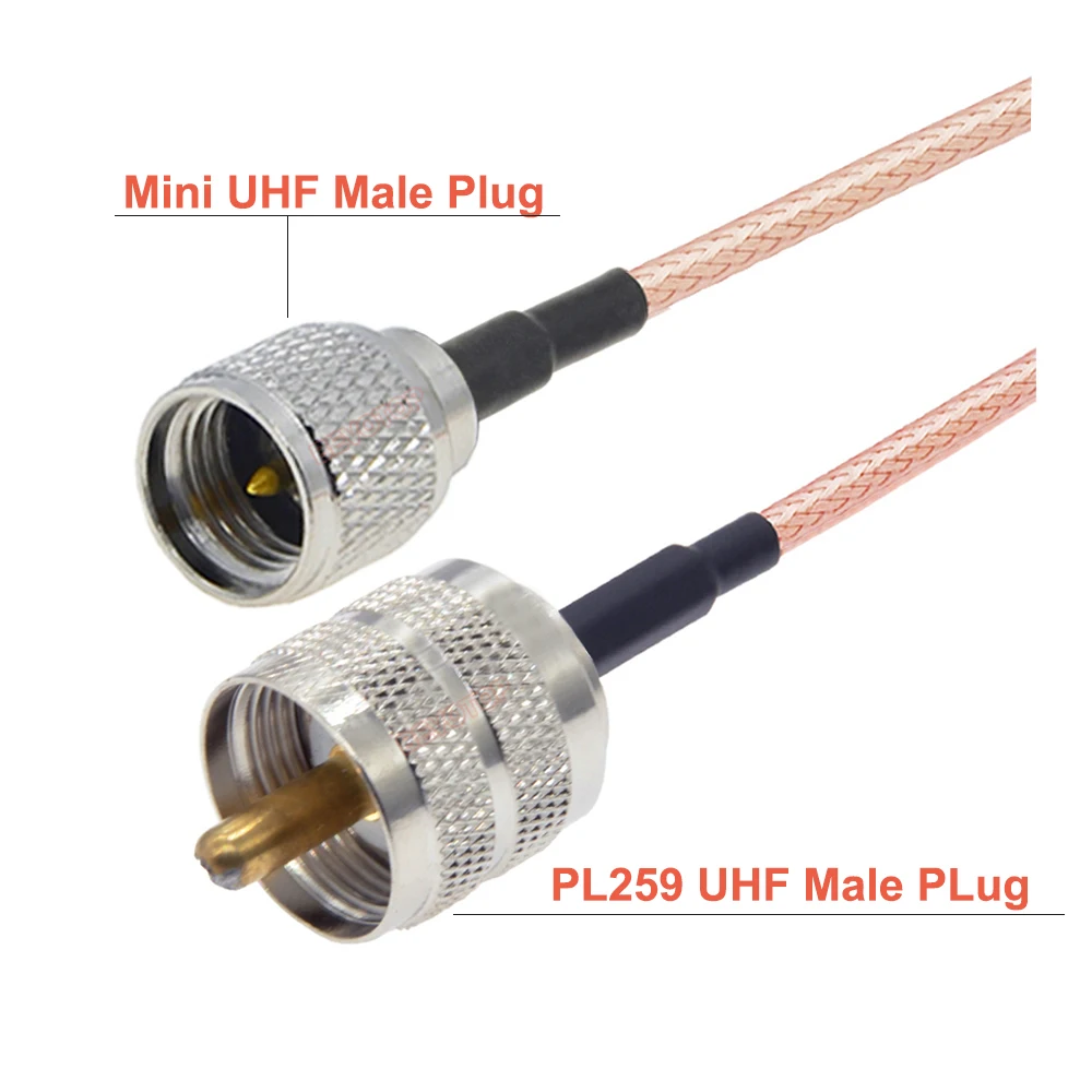 BEVOTOP Mini UHF Male to UHF PL259 Male Plug SO239 Female Jack RG316 Cable 50 Ohm RF Coaxial Pigtail Jumper Extension Cord