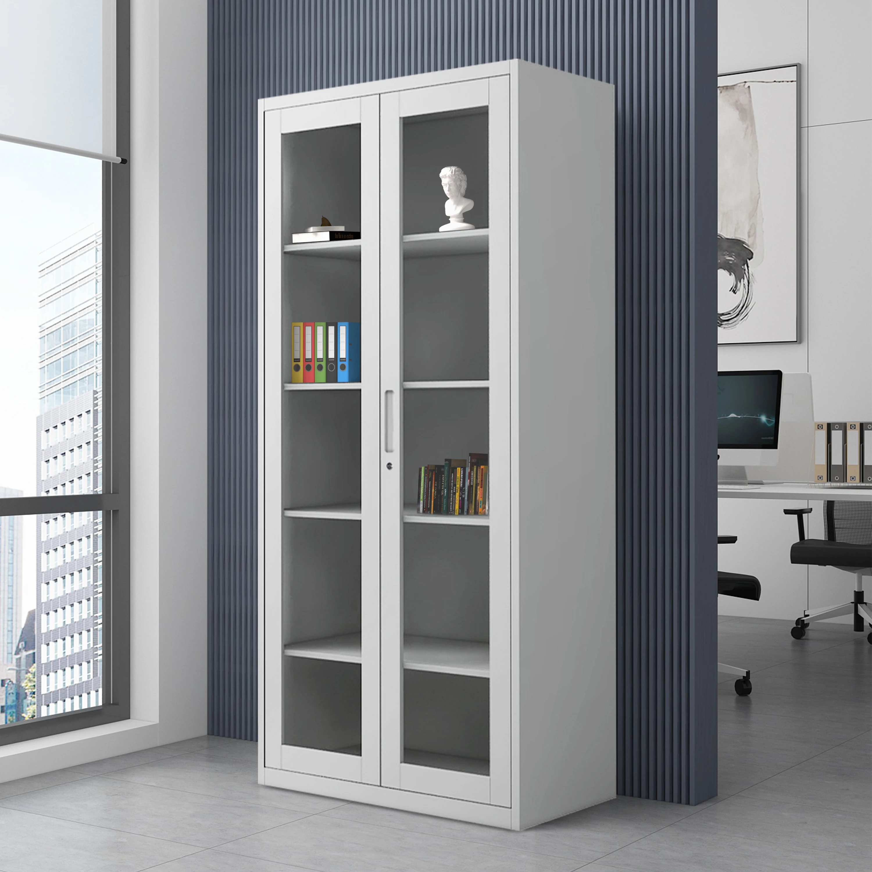 Hot Sale 2 Doors Office Storage Cabinet Customized Steel Cupboard Metal Cabinet Filing Cabinet With 4 Shelves