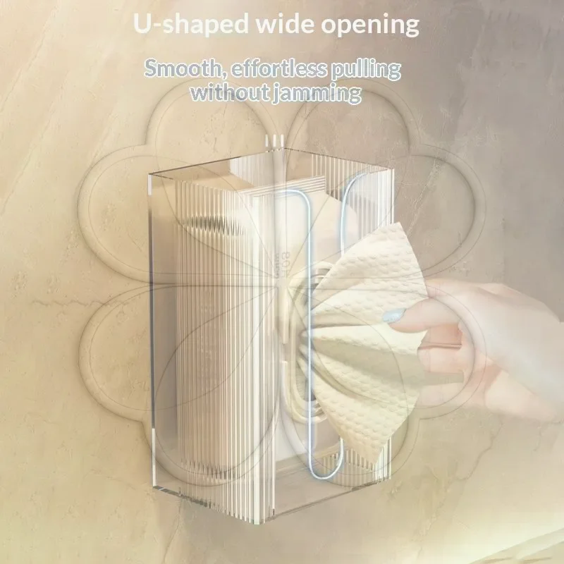 Transparent Wall Mounted Tissue Holder Suitable for Wipes Tissues Dispenser for Bathroom Living Room Kitchen