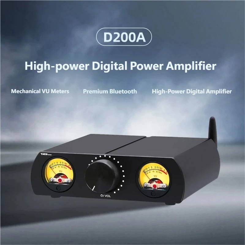 YJCO TPA3221 Digital HIFI Home Amplifier 105W*2 Bluetooth 5.1 APTX HD Audio Power Amp with Dual VU Meter for Passive Speakers