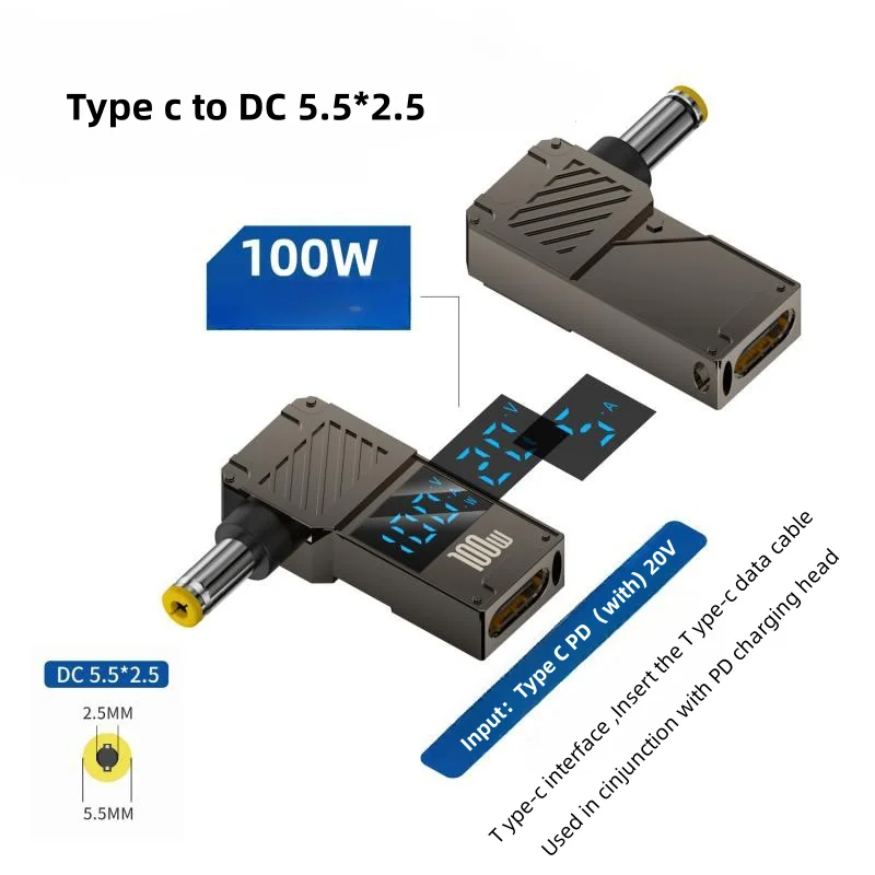 PD100W Typ-C zu DC Stecker Konverter USB C zu Laptop Lade Adapter Power Ladegerät Anschluss Spitze für Lenovo Asus HP Dell Samsung