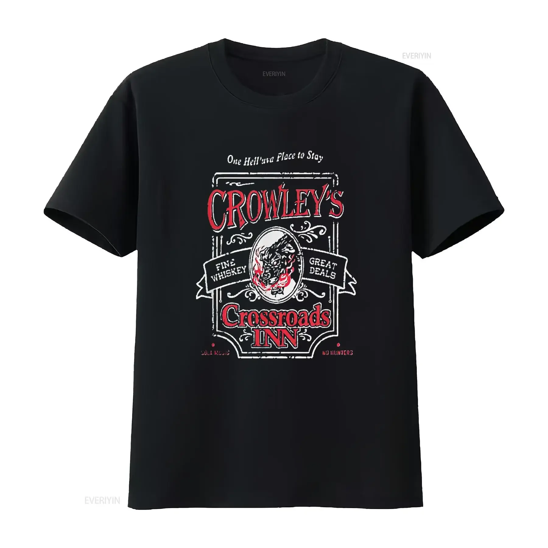 

Womens Supernatural Crowley S Crossroads Inn T Shirt Black Medium vintage Washed Stylish Breathable designer clothes Versatile