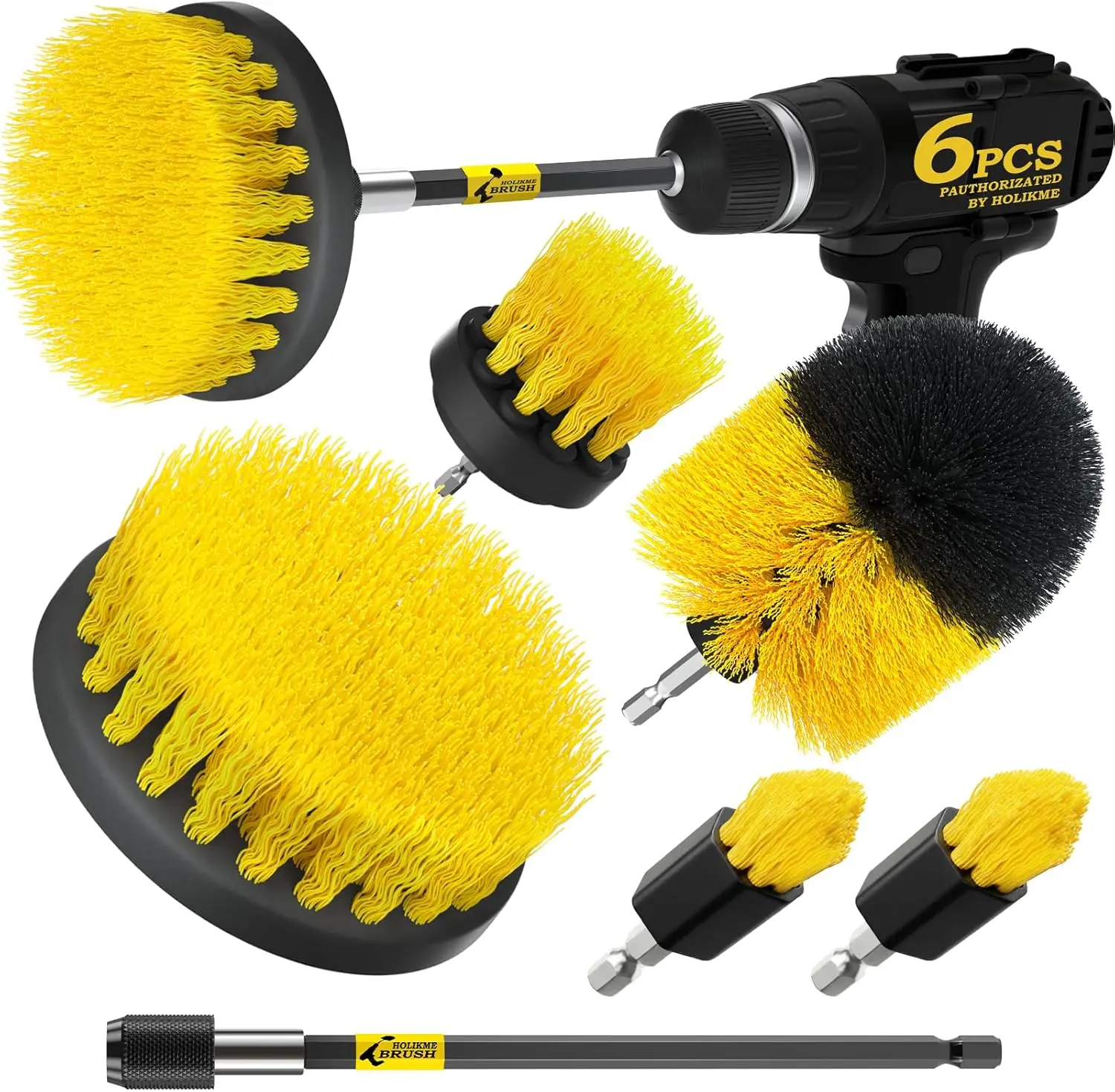 

Drill Brush Power Scrubber Cleaning Brush Extended Long Attachment Set All Purpose Drill Scrub Brushes Kit for Grout, Floor, Tub, Bathroom and Kitchen Surface,Scratch Brushes