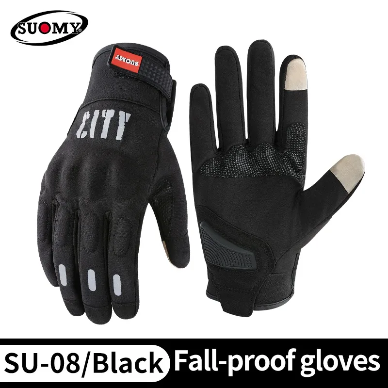 Suomy City Gloves Touch Screen Waterproof Motorcycle Gloves Racing Motocross/Motorbike Gloves Riders Black Motoqueiro Guantes