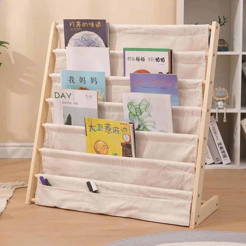 

Solid wood children's bookshelf creative multi-layer movable storage rack floor-standing bookcase picture book rack