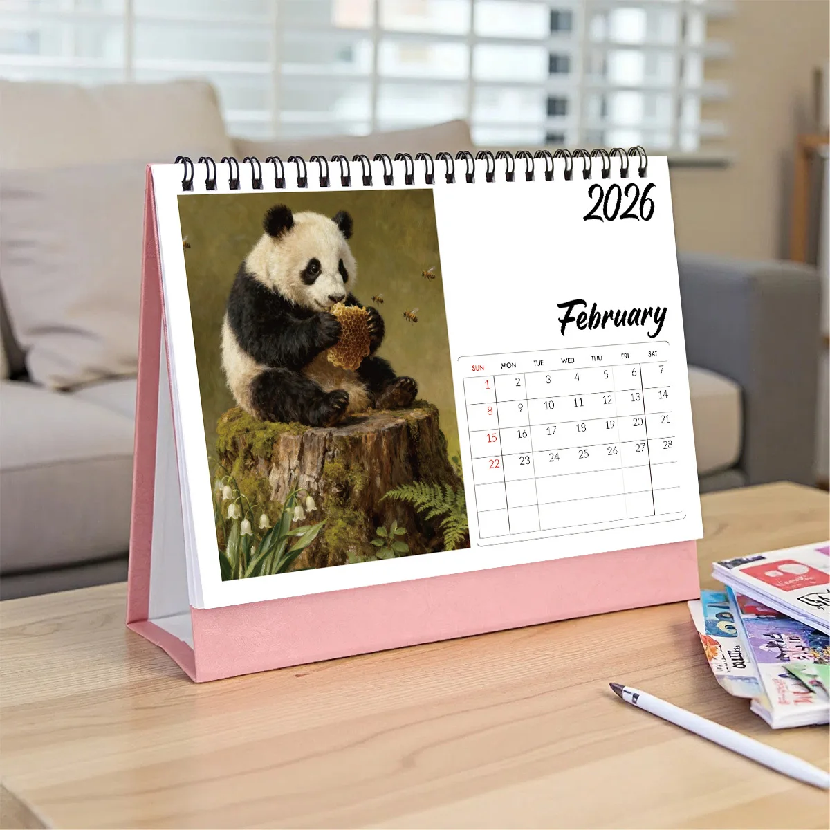 1 قطعة تقويم مكتبي لطيف على شكل باندا للاستخدام المكتبي والمنزلي مناسب لعشاق الباندا مثالي 2026 هدية السنة الجديدة #4