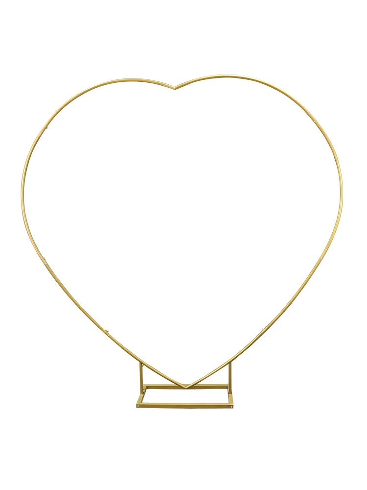 Archi per matrimoni a forma di cuore per cerimonia, supporto per fondale ad arco in oro da 6,7 piedi, cornice per arco a palloncino a forma di cuore in metallo con Base per Weddin