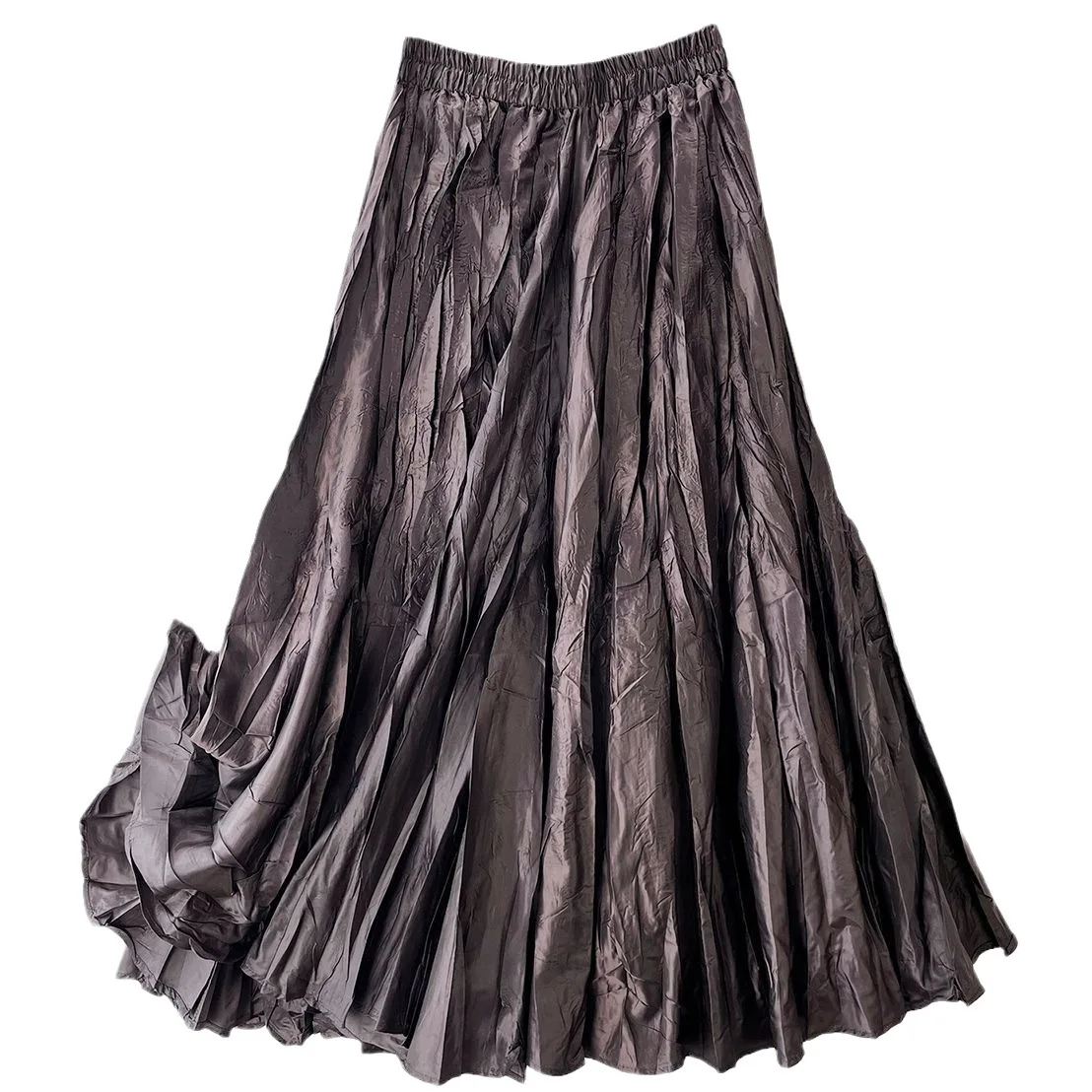 Retro Style New Solid Elegant Women's Pleated Skirts with Belted High Waist Skirts Mi-long Umbrella Skirt Autumn Winter